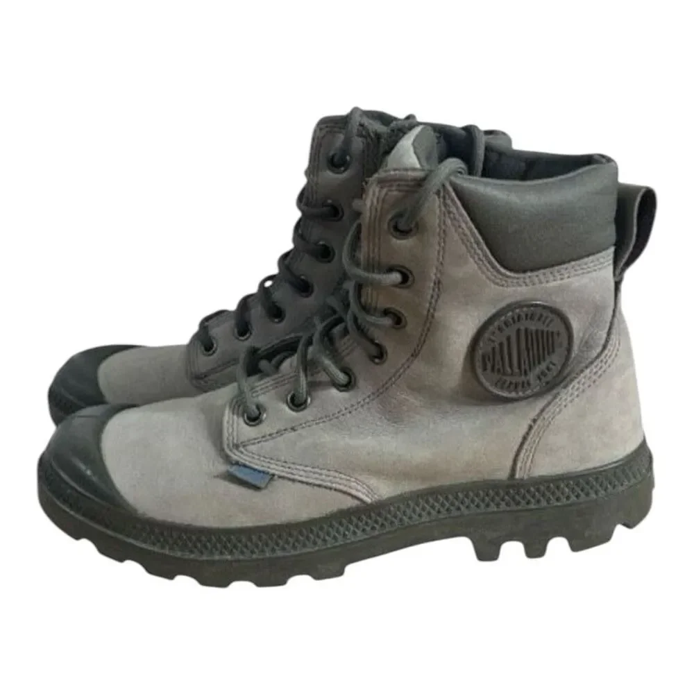 Palladium Boots Brown Combat Mens 6 Women 7.5 Utility Leather Lace Up Shoes